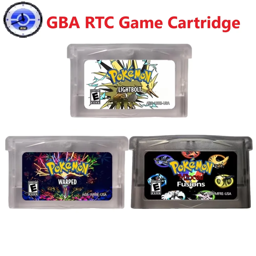 GBA English Game Cartridge ,RTC Pokemon Pride Version， Lightbolt，Warped， Minced Fusions，GBA ROM Modified Version