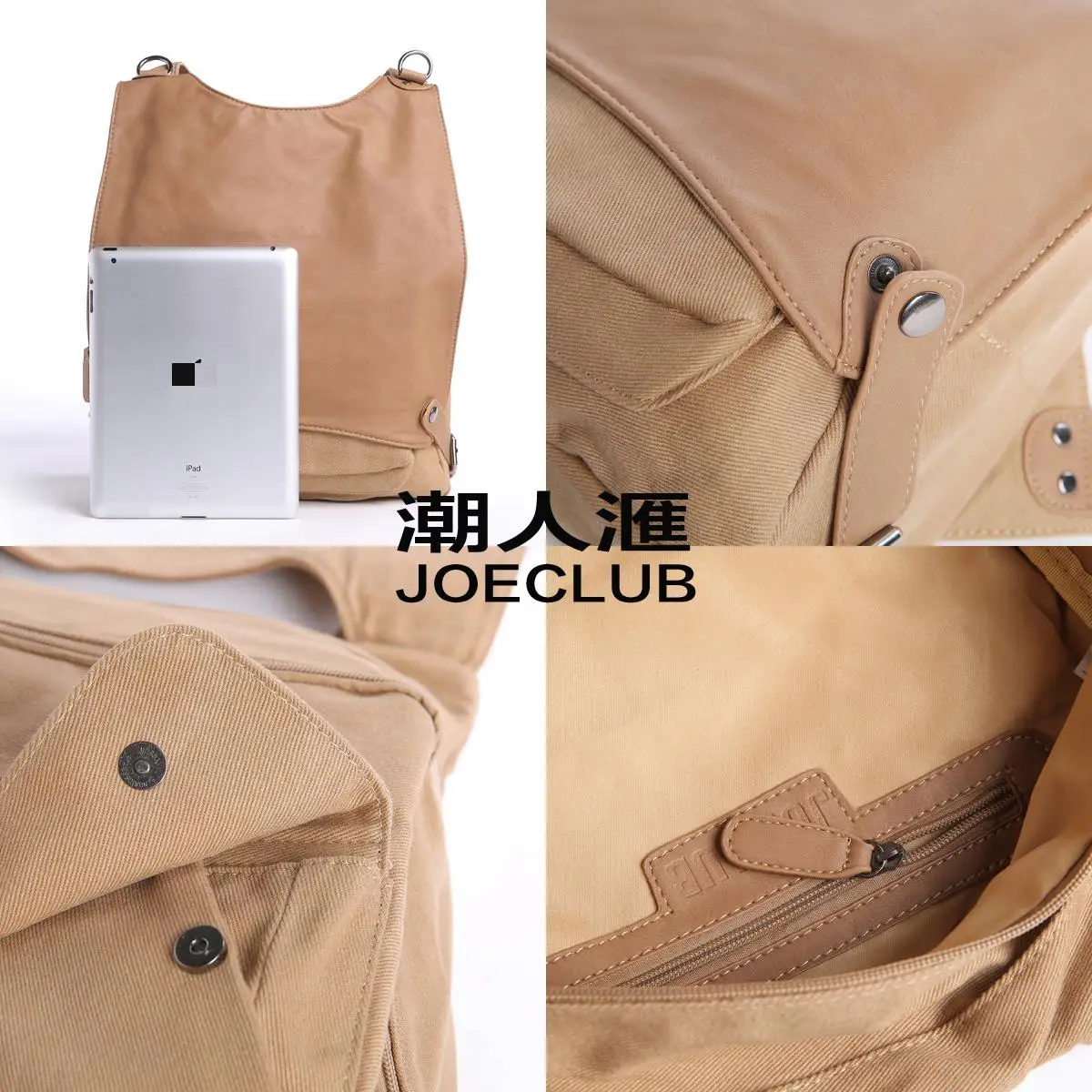 Fashion Backpack Women's Canvas Travel Bag Large Capacity Multi-functional Backpack Literary Personality Schoolbag Casual Bag