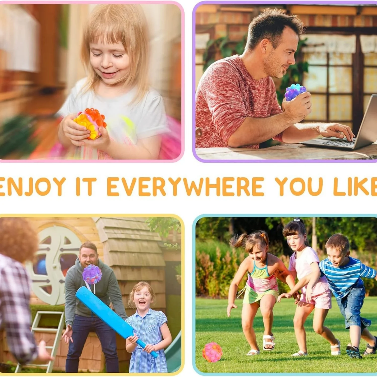 1/2/4PCS Pop Fidget Toys Bulk 3D Stress Balls for Kids Party Favors Autism Sensory Toys Squeeze Toys for Adult Stress Relief