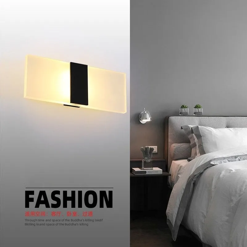 Creative Minimalist Rectangle Acrylic Wall Lamp Bedroom Living Dining Room Hotel Study Corridor Bedsides Wall Sconces Decoration