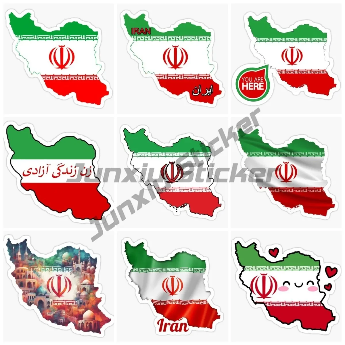

IRAN Topographic Map Waterproof PVC Stickers Assecories for Room Laptop Motorcycle Car Bumper Window Truck Bicycle Fridge Wall