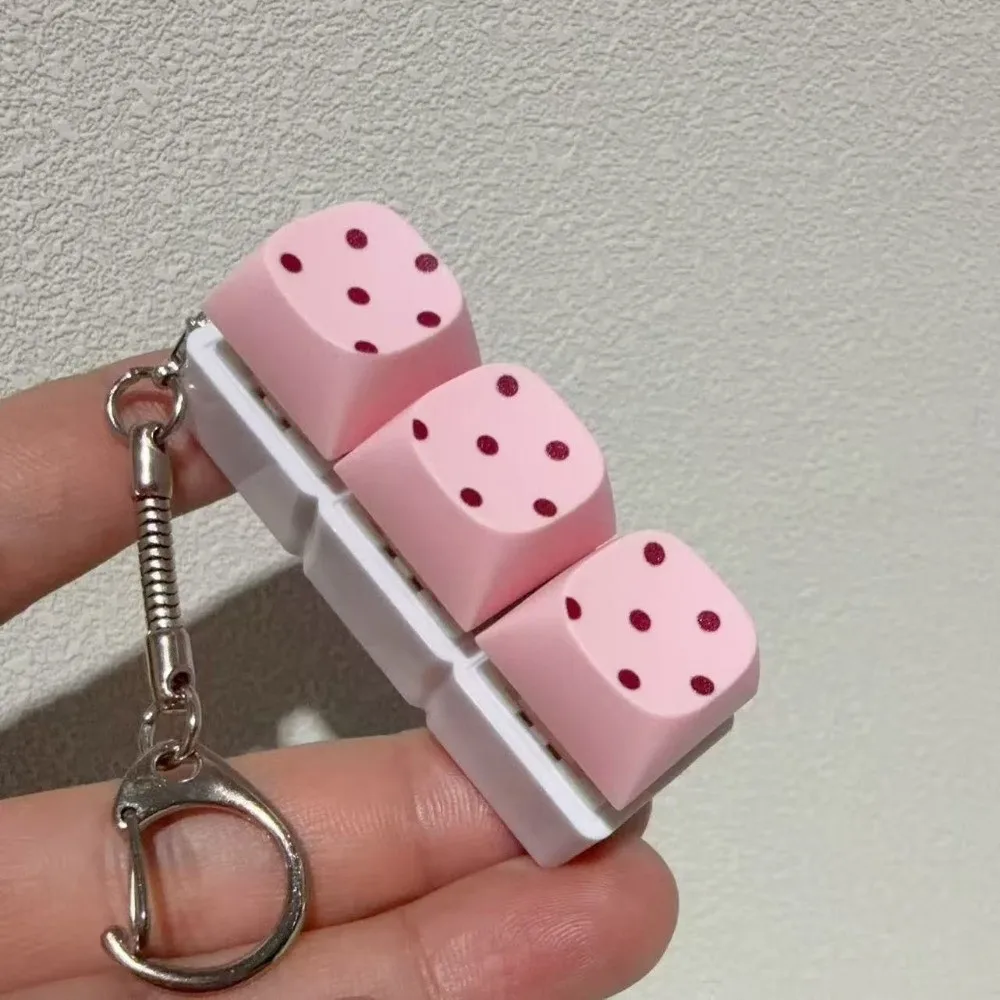 Button Keycap Fidget Keychain Polka Dot Pattern Stress Relief Finger Keyboard Toy with Lights 3/4/6/9 Keys Keycap Fidget Toy