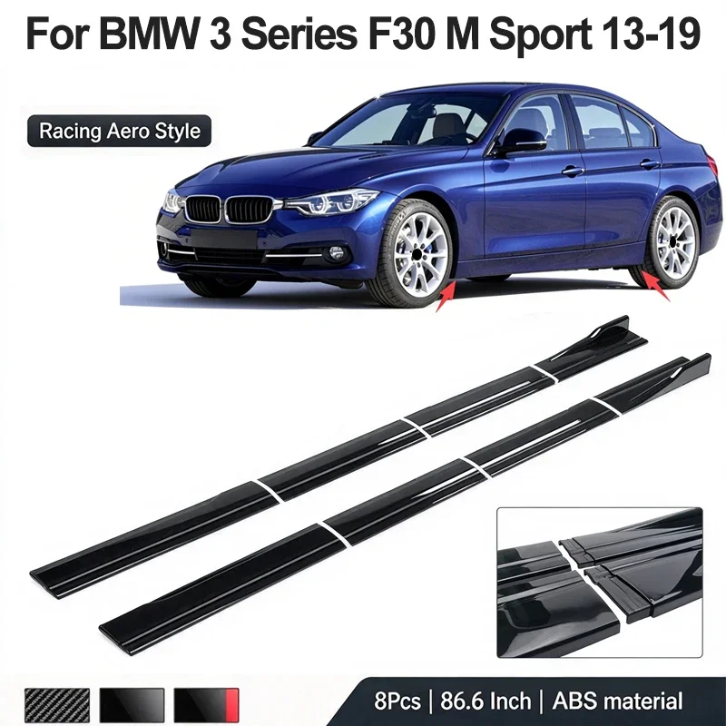 86.6inch/2.2m Sectional Side Skirt Extension Lips For BMW 3 Series F30 M Sport 2013-2019 - Racing Side Spoiler Car Mod Body Kit