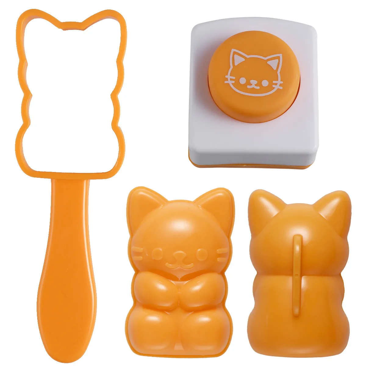Cat Shape Rice Ball Mold Set DIY Onigiri Maker Sushi Mold Roasted Seaweed Embossers for Kids Party Lunch Onigiri Maker