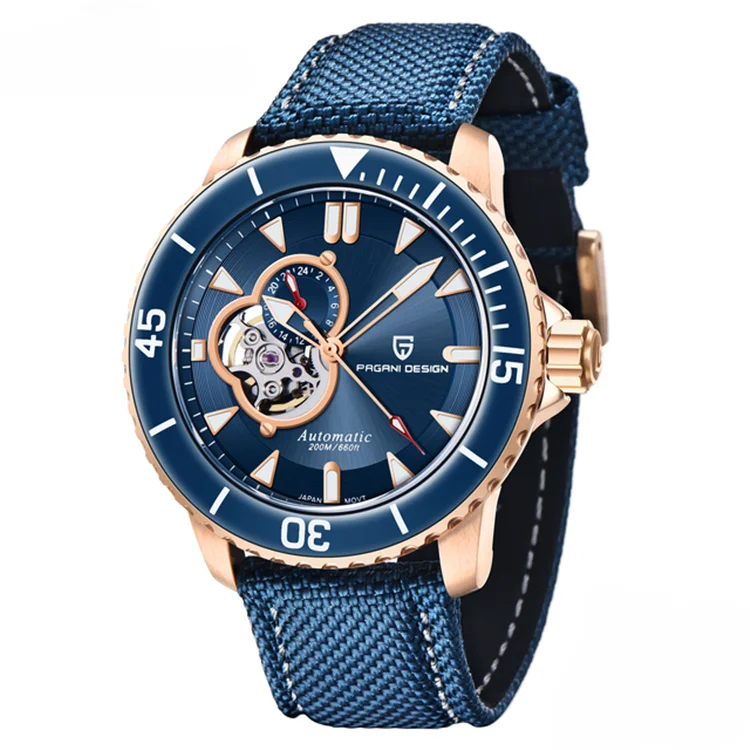 Top Brand Men Automatic Mechanical Watches  Blue Watch Men 100M Waterproof Business Watch Reloj Hombre