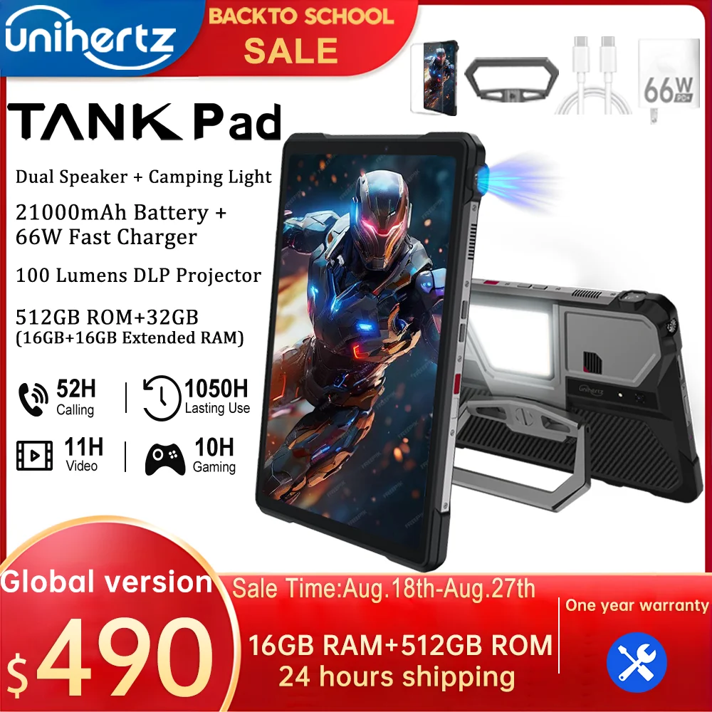 Unihertz Tank PAD 8849 Rugged Projector Phone Tablet Android 32GB 512GB 21000mAh 10.95