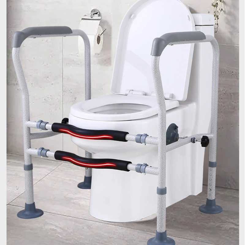 

Carbon Steel No-Drill Toilet Handrail Stable Elderly Bathroom Assist Toilet Standing Aid Adjustable Height Restroom Safety Bar