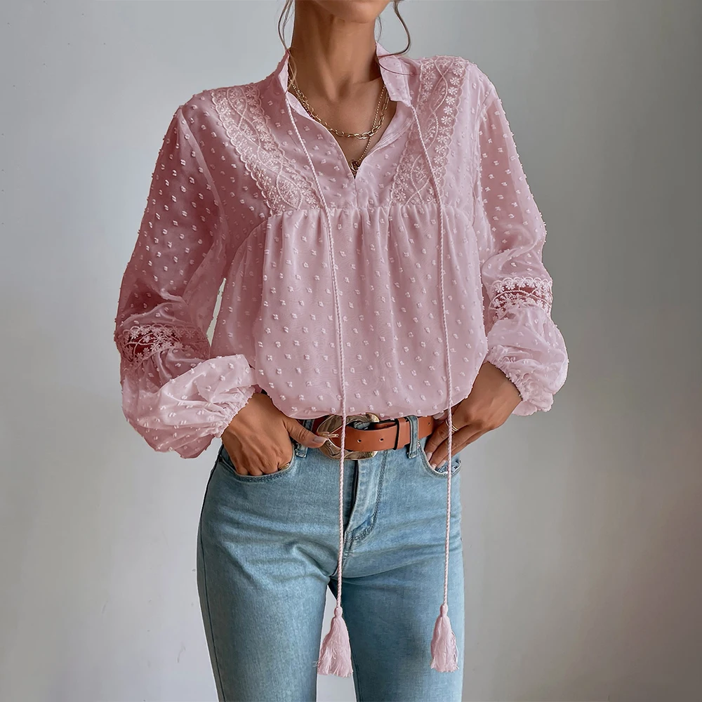 Solid Elegant Blouse for Women Clothing 2023 Korea Fashion  Long Sleeve Ladies Tunic Top Shirt Female Casual Loose Y2K Clothes