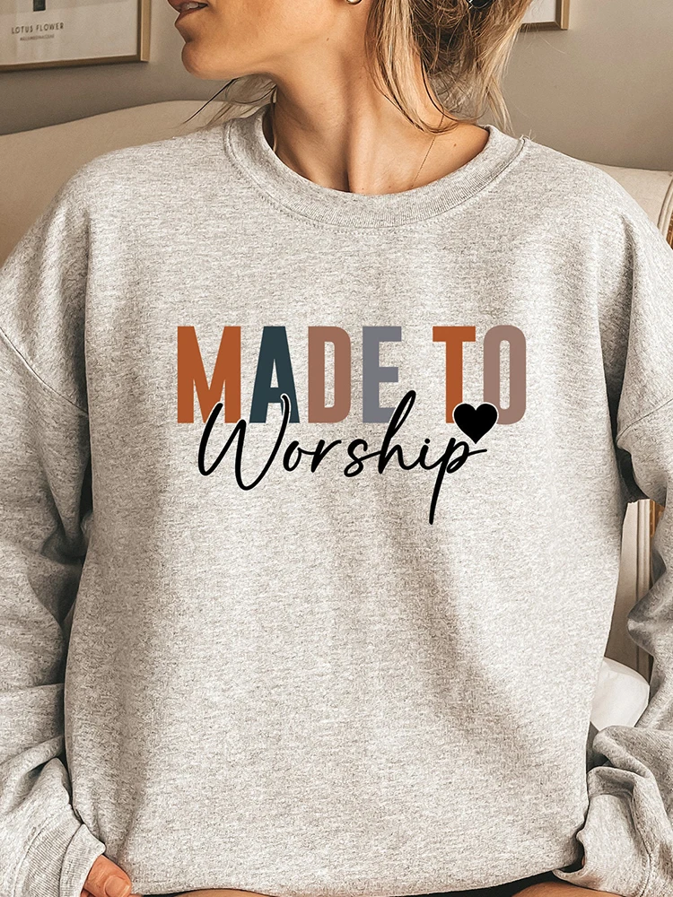 Loose Fit Pure Cotton Motivational Religious Women's Sweatirt Long Sve Printed Street Sle Casual Wear for Teens