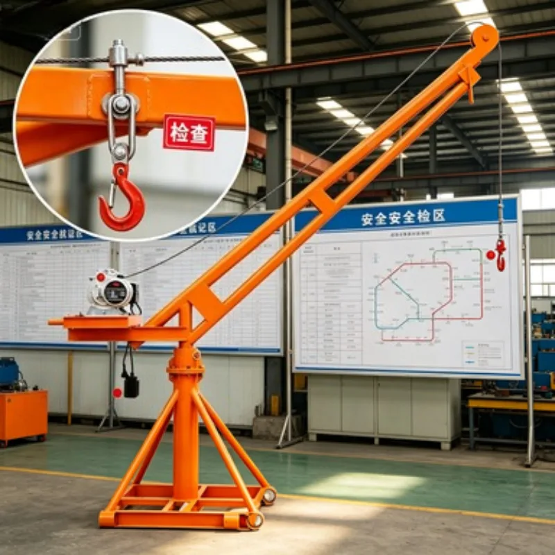 Zero Emission Counter Weighted Mobile Crane – 500kg Electric Hoist, Portable Floor Crane with 360° Rotation for Indoor Warehouse