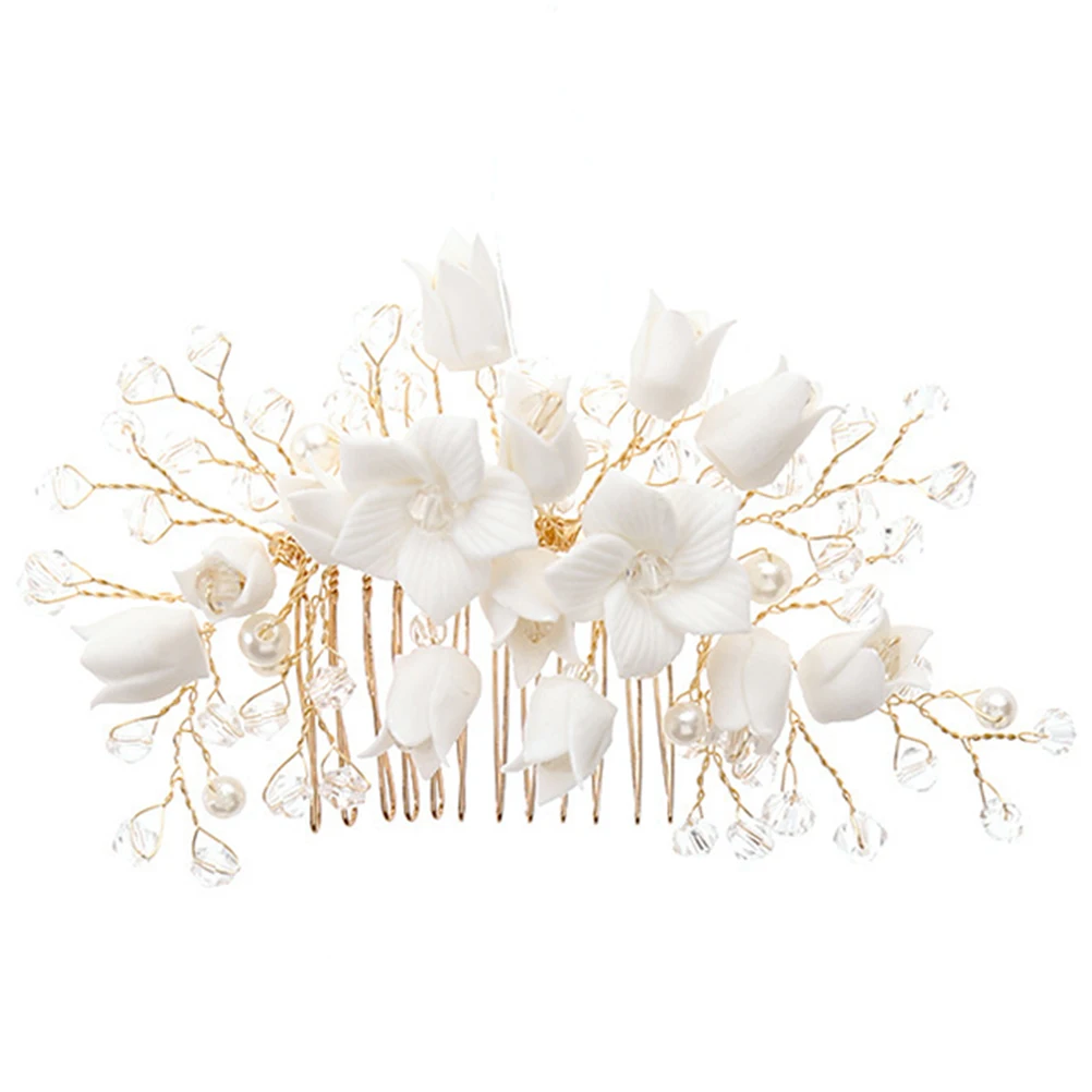 

Crystal Flower Hair Accessories Zinc Alloy Zircon Wedding Comb Bridal Side Combs Elegant Hairstyle Enhancements Durable