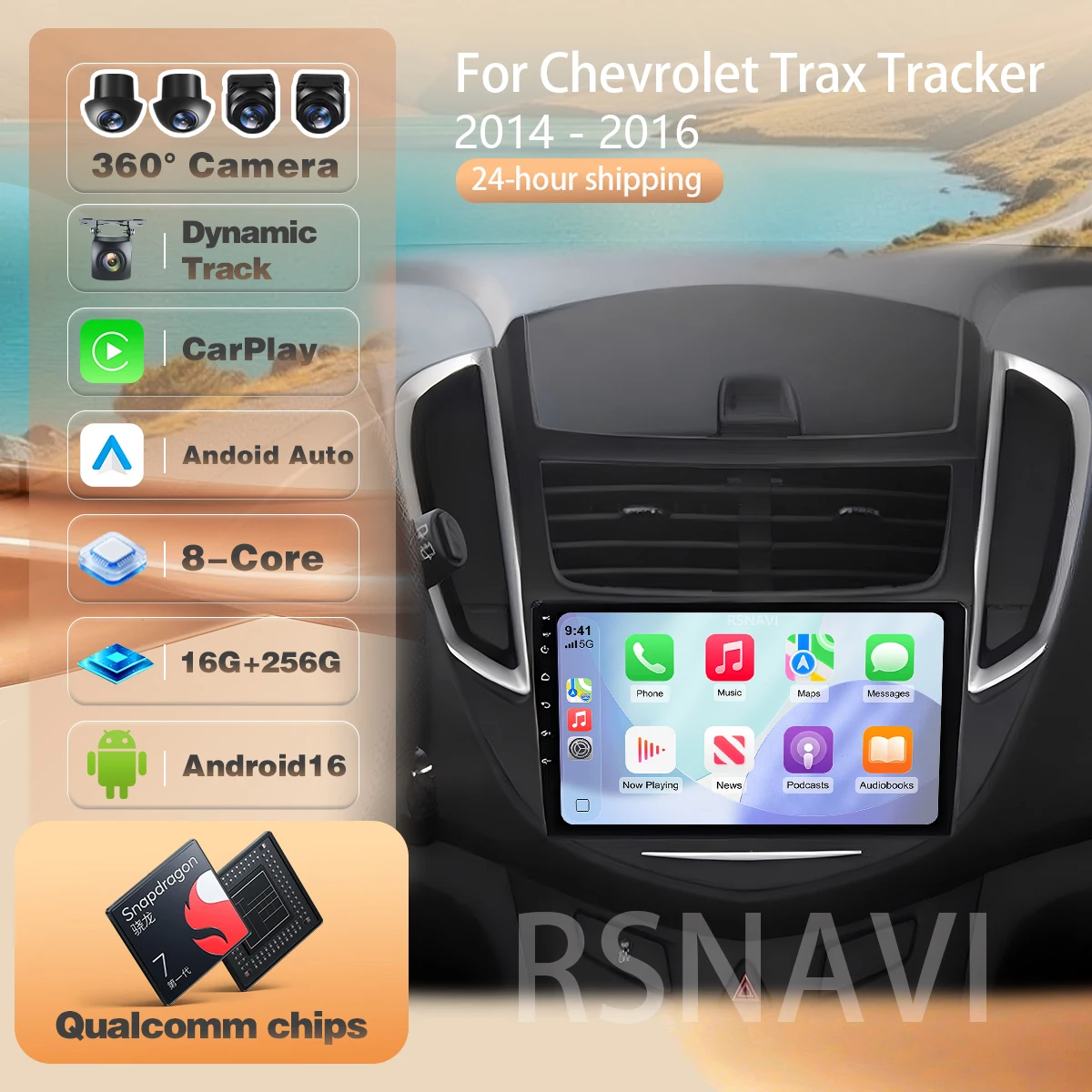 For Chevrolet Trax Tracker 2014 - 2016 wifi Stereo Multimedia 360 Camera 2din Head Unit Carplay Auto Car Radio Player Android 16