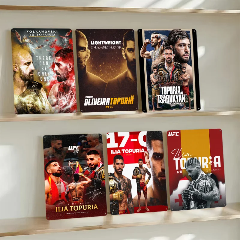 Ilia Topuria Boxing Metal Posters Customizable Vintage Metal Signs Wall Art Retro Tin Plaque for Man Cave Desk Decor Wand Deko