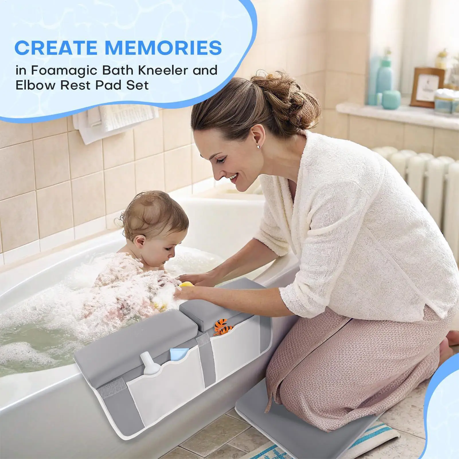 

Bath Kneeler and Elbow Rest Pad Set Kneeling Pad for Bathing Baby Comfortable Non-Slip Support Cushion Soft Rests for Work Home