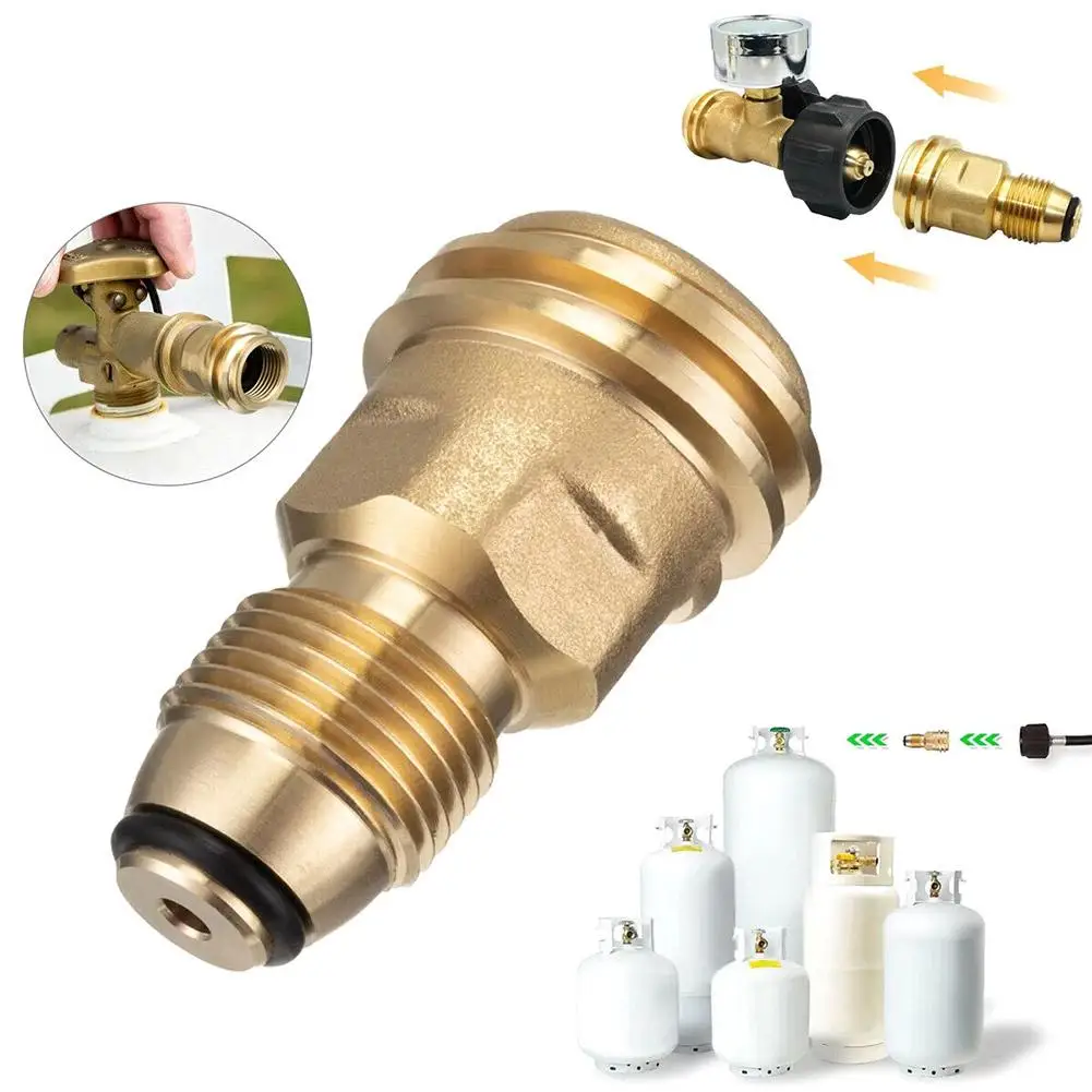 Propan-LP-Tank POL-Serviceventil auf QCC-Auslass Messingadapter – Camping- und Outdoor-Propan-Aufblasanschluss für Gaskocher