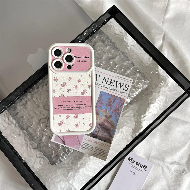 Korean INS Cute 3D Camellia Pink Rose Flowers Case for iPhone 15 14 13 Pro Max 12 Pro Plus shockproof  Soft Silicone Cover image 2