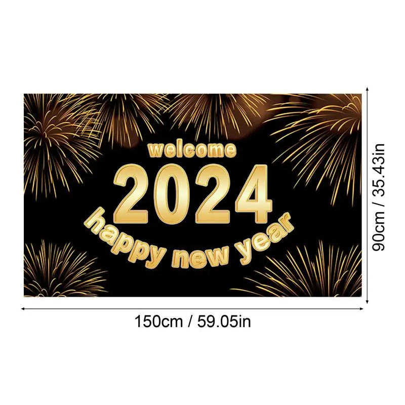 Frohes neues Jahr 2024 Hintergrund Fotografie Hintergrund suuplies 2024 Begrüßung flaggen Feuerwerk Party Banner Urlaub Zubehör