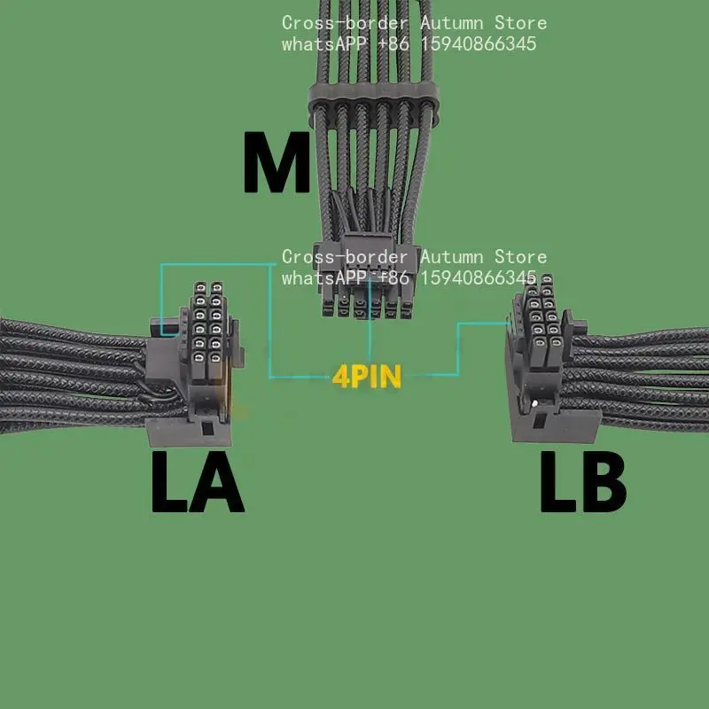 For 16AWG embossed line 2x8pin 8PIN to 16Pin 12VHPWR connector 90 degree elbow New graphics card cable
