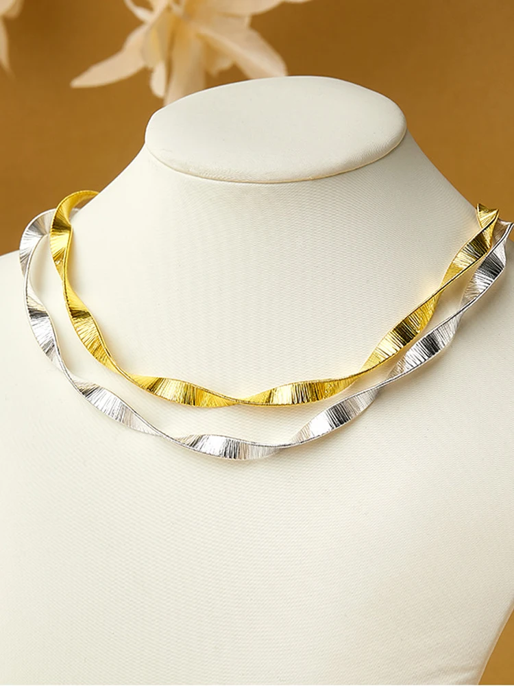 Necklaces For Women 925 Sterling Silver 6MM Vertical Hammer Pattern Twist Chain Jewelry Luxury 2025 Trend Girls 40CM Female