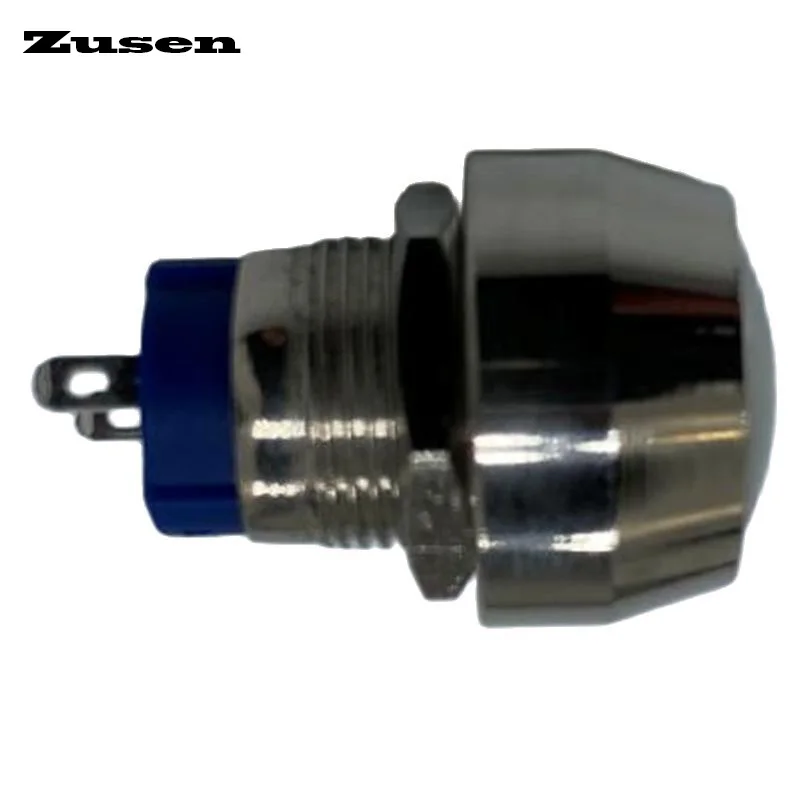 Zusen 12mm Dome Head Latching Switch Nickel Plated Brass Push Button Switch without Led