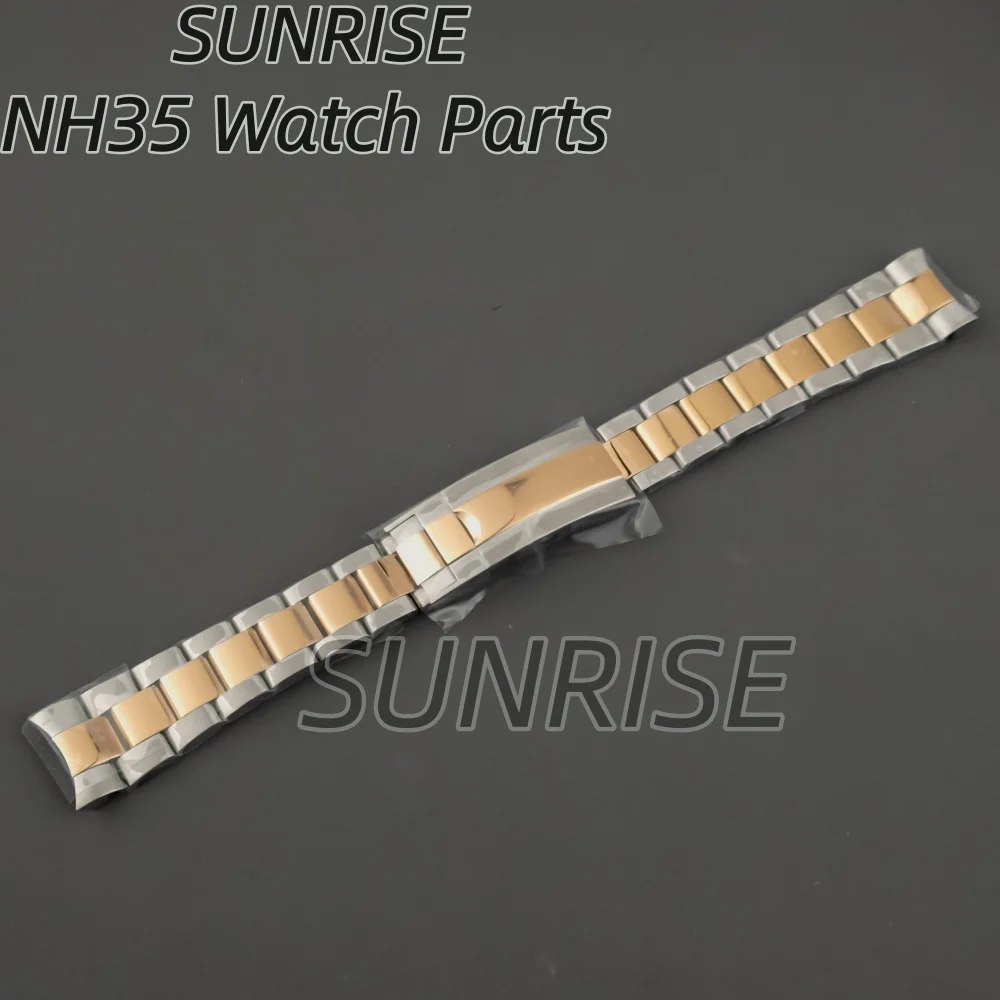 

20mm Oyster Middle Polish Watch Strap Stainless Steel Jubilee Bracelet Slide Buckle for SUB GMT Yacht NH35 Watch Case Parts