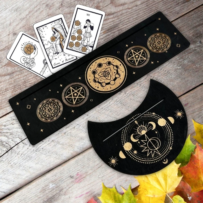 Herramientas adivinación brujas, soporte para cartas Tarot madera, Base para Altar fases lunares, envío directo