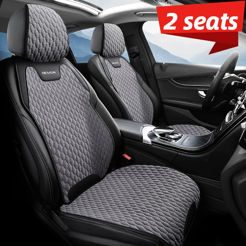 Front 2 Seats, a Must-Have for Summer, Comfortable and Breathable Linen Car Seat Cushion Cover, Beautiful, Durable, Easy-Care Car Seat Cushion, Car Seat Decoration and Protection Accessories, Suitable for the Front Seats of Cars Like Sedans/Suvs/Pickups, an Excellent Choice for Car Enthusiasts, a Gift for Car Owners