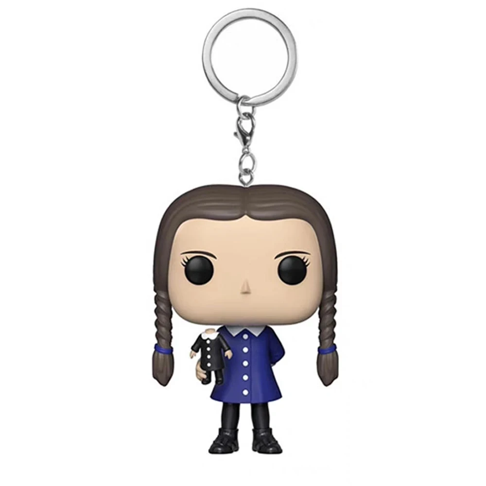 Horror Wednesday Addams Silicone Keychain toy Thing Hand Home Decor Key chains Doll Halloween Costume Props Schoolbag Pendant