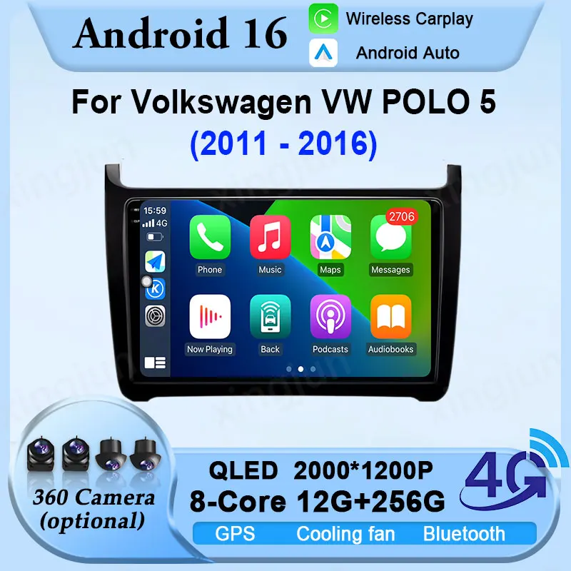 

Автомагнитола Android 16 с навигацией и мультимедиа для Volkswagen VW POLO 5 2011-2016, Carplay, Auto, WIFI+4G, DSP, стерео