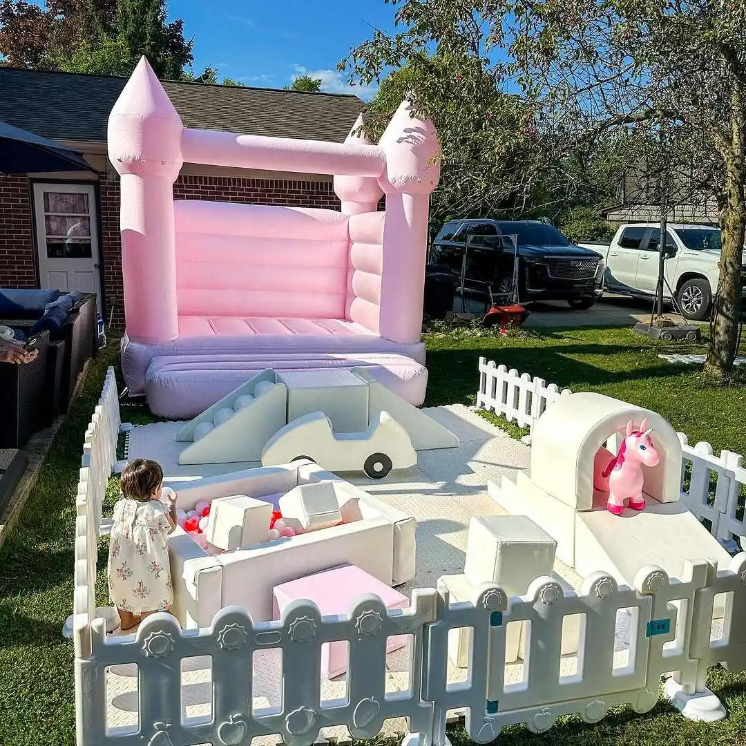 Soft Play Castle and Slide Set with PU-Covered Foam Shapes for Children's Parties