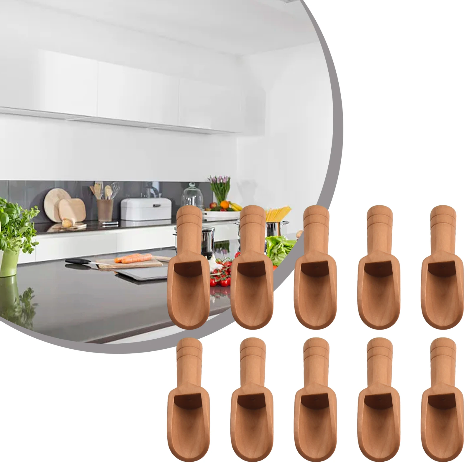 10 Stück Holz löffel Kaffee Tee Schaufeln Mini Süßigkeiten Bad Salz Gewürze Aromen Löffel Manualidaden Cucharas antike Löffel 2.4*7,8 cm – Detail 1