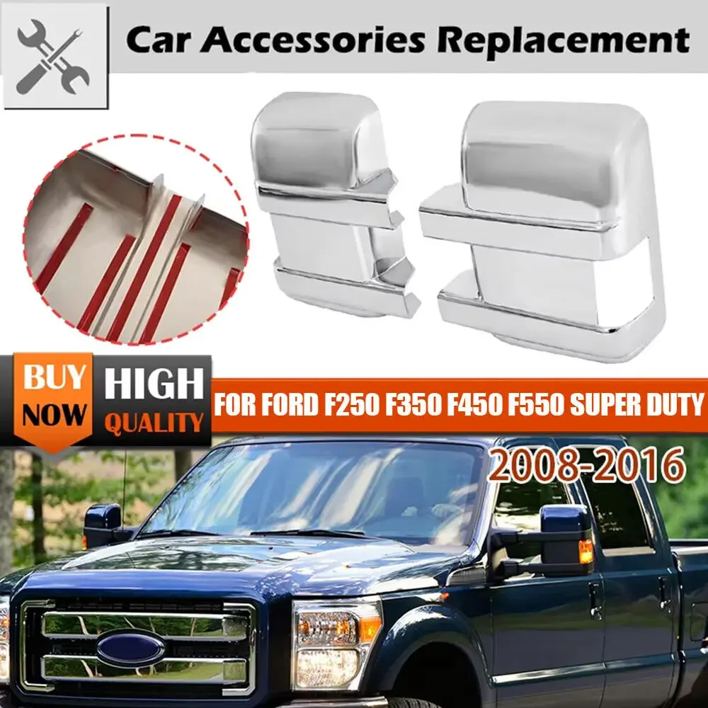 

For Ford F250 F350 F450 F550 Super Duty 2008-2016 Sticker Car Rearview Side Mirror Cover Wing Cap Exterior Rear View Case Trim