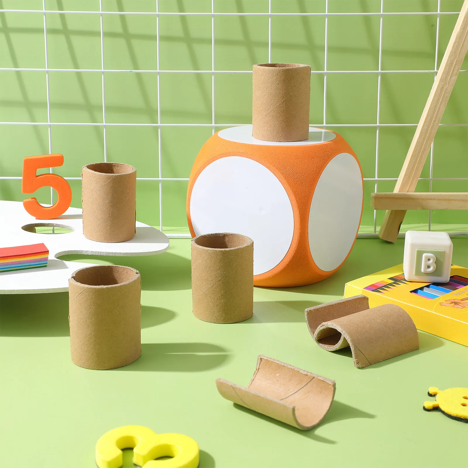 

10Pcs Semi Circular Paper Tubes Craft Supplies for Kindergarten Classroom Decor Car Track Building Creative Learning Activities
