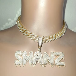 Custom Name Necklace Drip Letter with Big Hook  Zircon Word with Cuban Chain Chain Hip Hop Jewelry