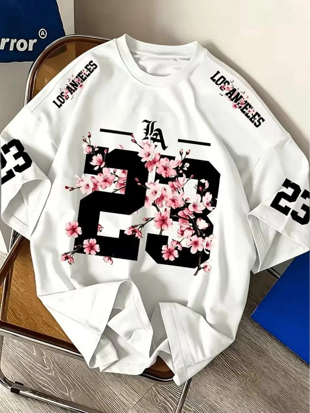 Summer New American Street Cherry Blossom Digital 3D Print Breathab Quick-dry Men's T-shirt Outdoor Sport  Parent-child Clothing
