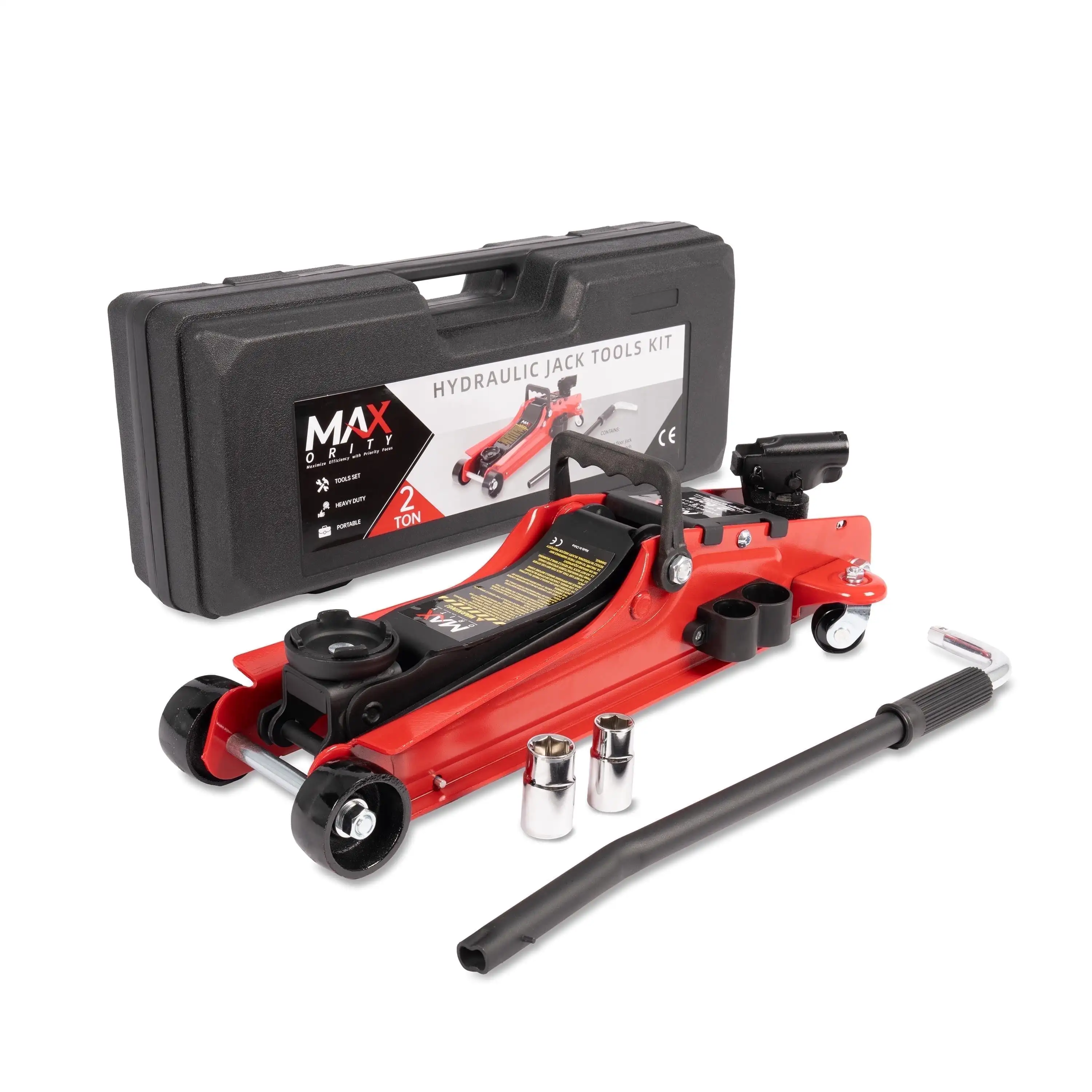 

2-Ton (4400 lbs) Hydraulic Low Profile Trolley Garage Service/Floor Jack with Blow Mold Carrying Storage Case and Universal Tire
