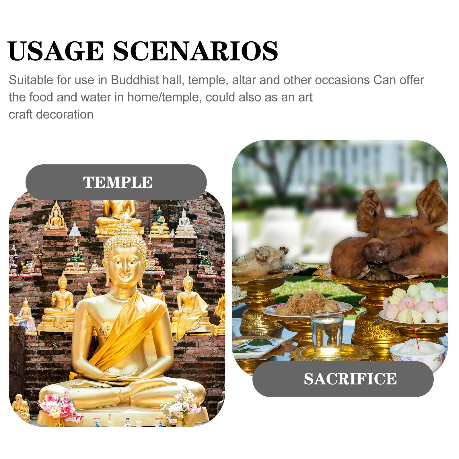 Tibetan Buddhist Copper Offering Bowl Handmade Premium Smooth Edges for Home Temple Altar Worship Rice Water Storage Decoration