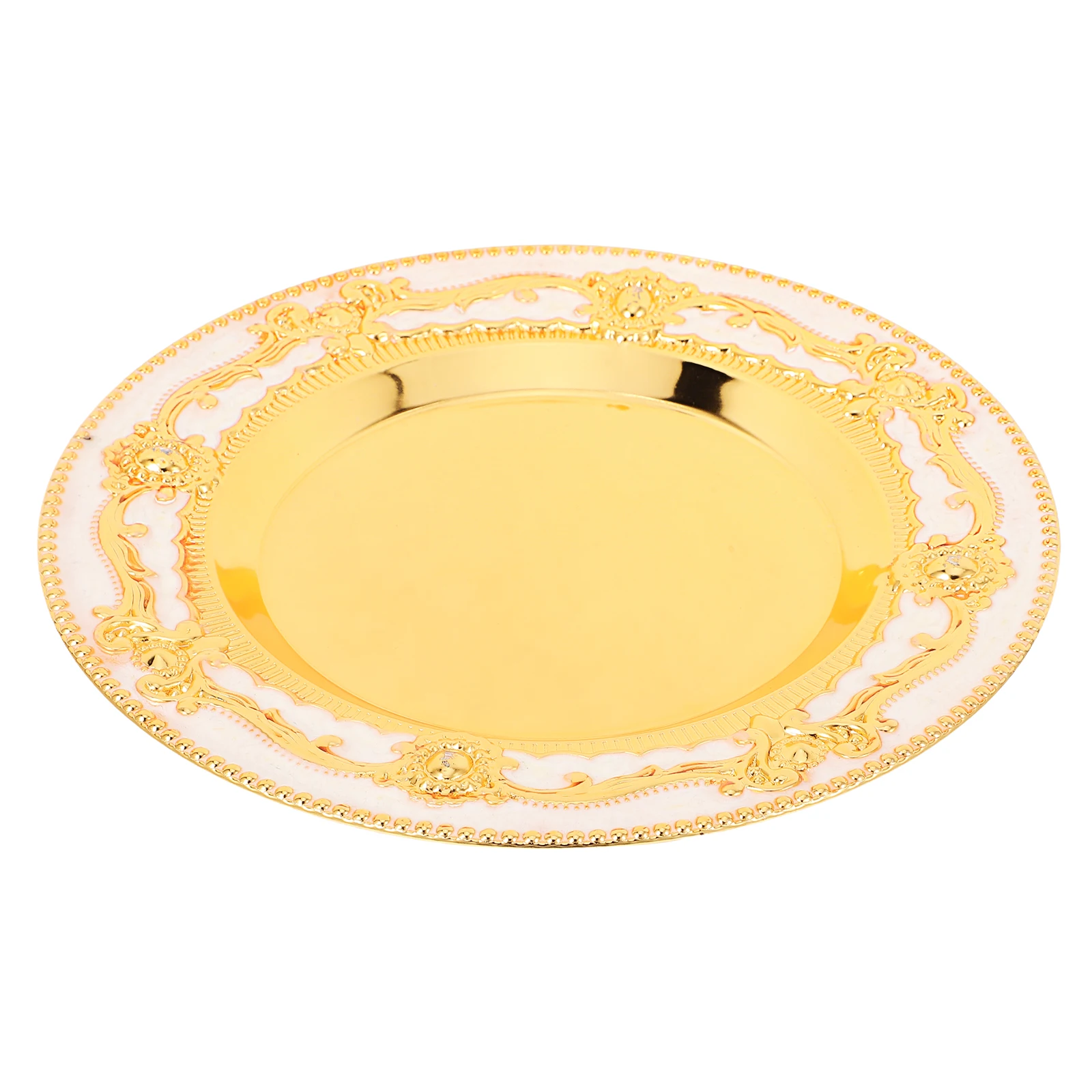 

Vintage Small Round Gold Tray Decorative Jewelry Tea Cup Holder Multifunctional Tray for Home Decor Storage