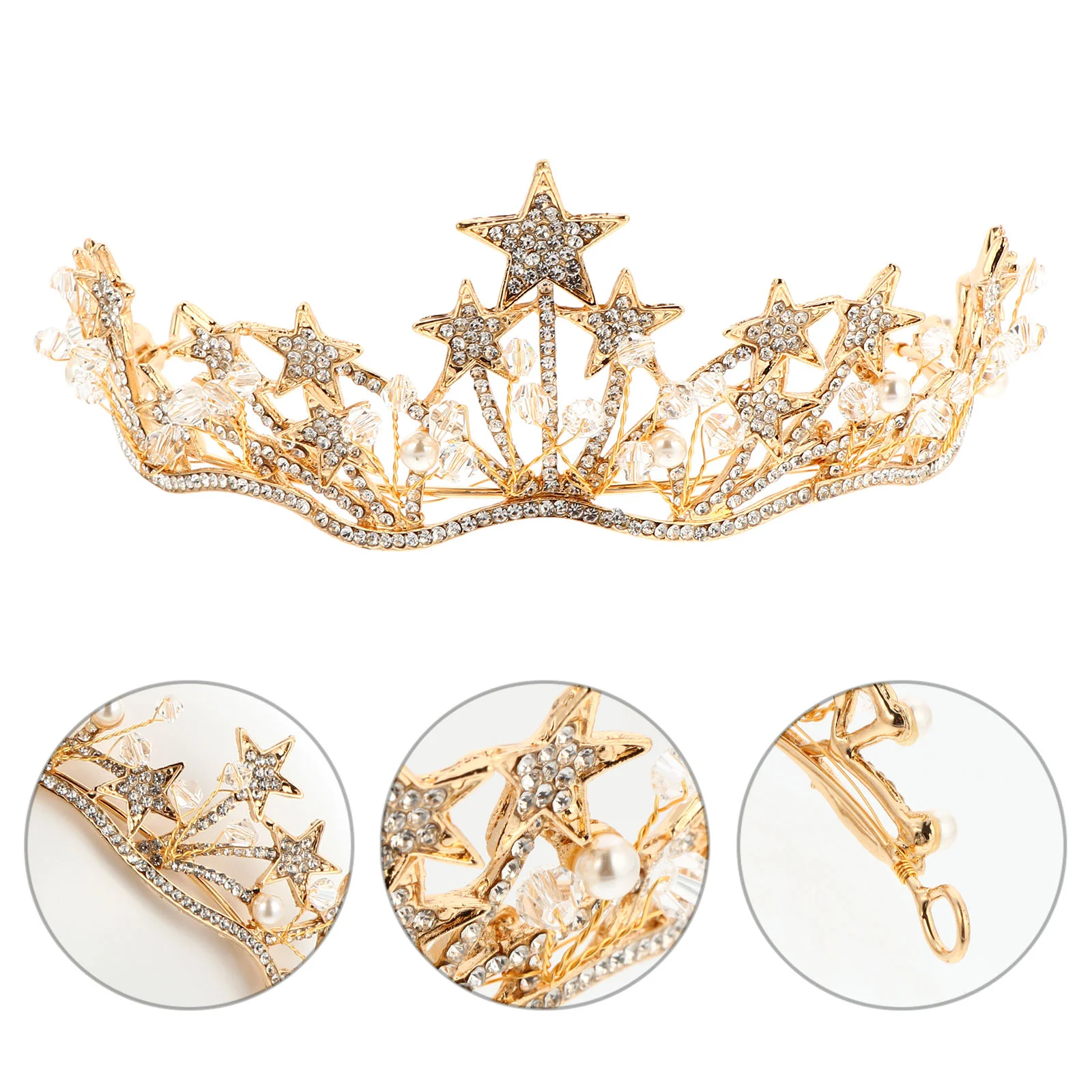 Estrela coroa noiva headpieces para casamento os acessórios de cabelo de natal strass ouro