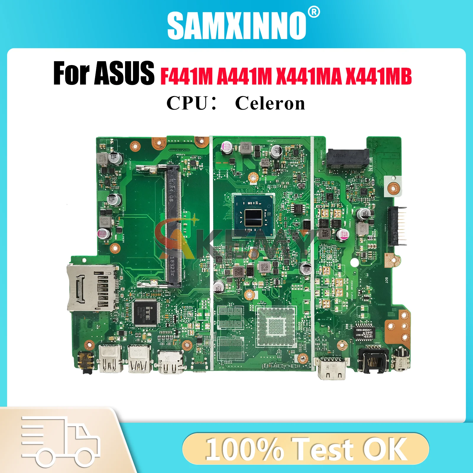 

X441MA Laptop Motherboard For ASUS VivoBook X441MAR X441MA X441M X441MB A441M F441M Mainboard With Celeron CPU 100% tests OK stk
