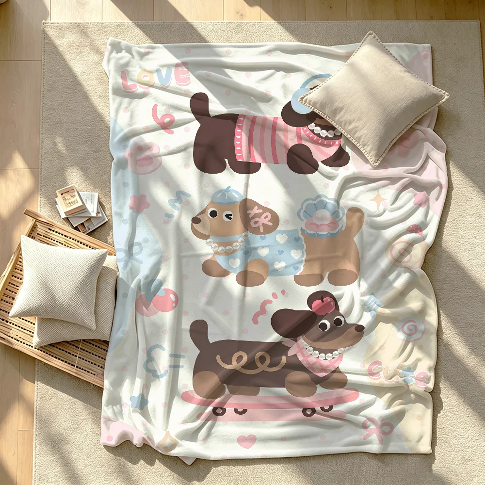 Dachshund Cute Cartoon Blanket Soft Warm And Thick Perfect For Bedroom Living Room Bed Sofa Camping Picnic Office Gift