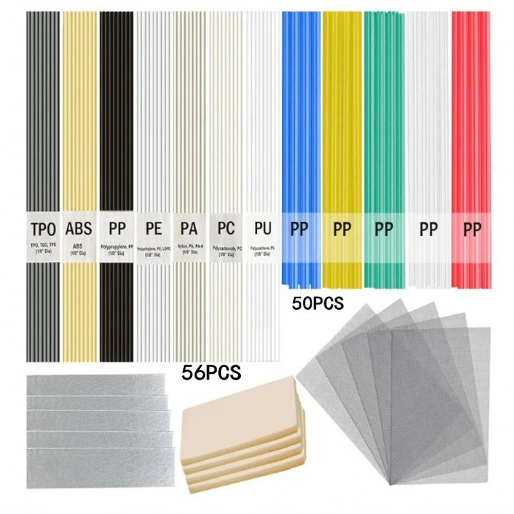 120pcs Plastic Welding Rods ABS PP PE PVC TPO For Auto Bumper Car Household Item Repair Tool Kit With Soldering Iron Accessories
