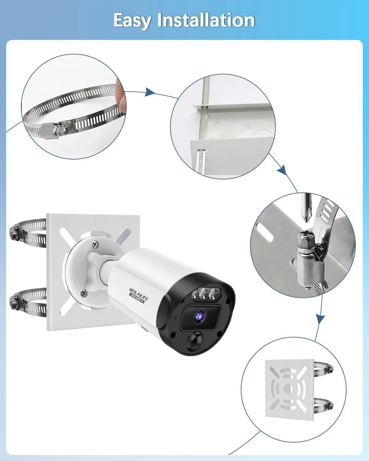 Universal Wall Mounting Bracket with 2 Loops 10cm, Vertical Pole Mount Adapter for CCTV Security Camera PTZ Dome Indoor Outdoor view 5