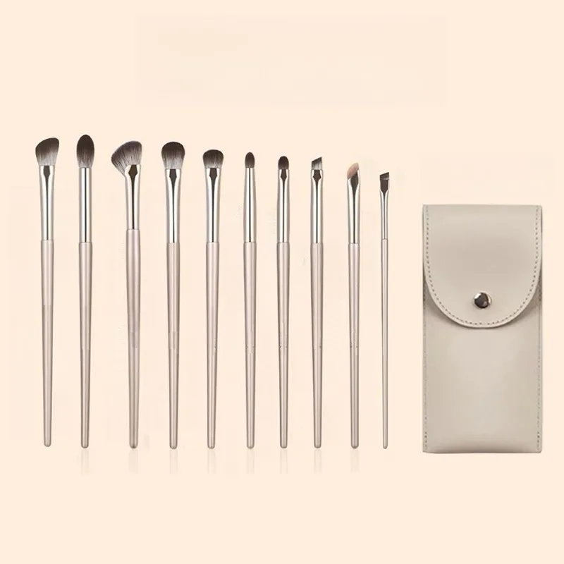 مجموعة فرش مكياج ذهبية مكونة من 10 قطع وحقيبة تخزين متعددة الوظائف محمولة للسفر مجموعة فرش مكياج لظلال العيون وفرشاة أحمر الخدود #1