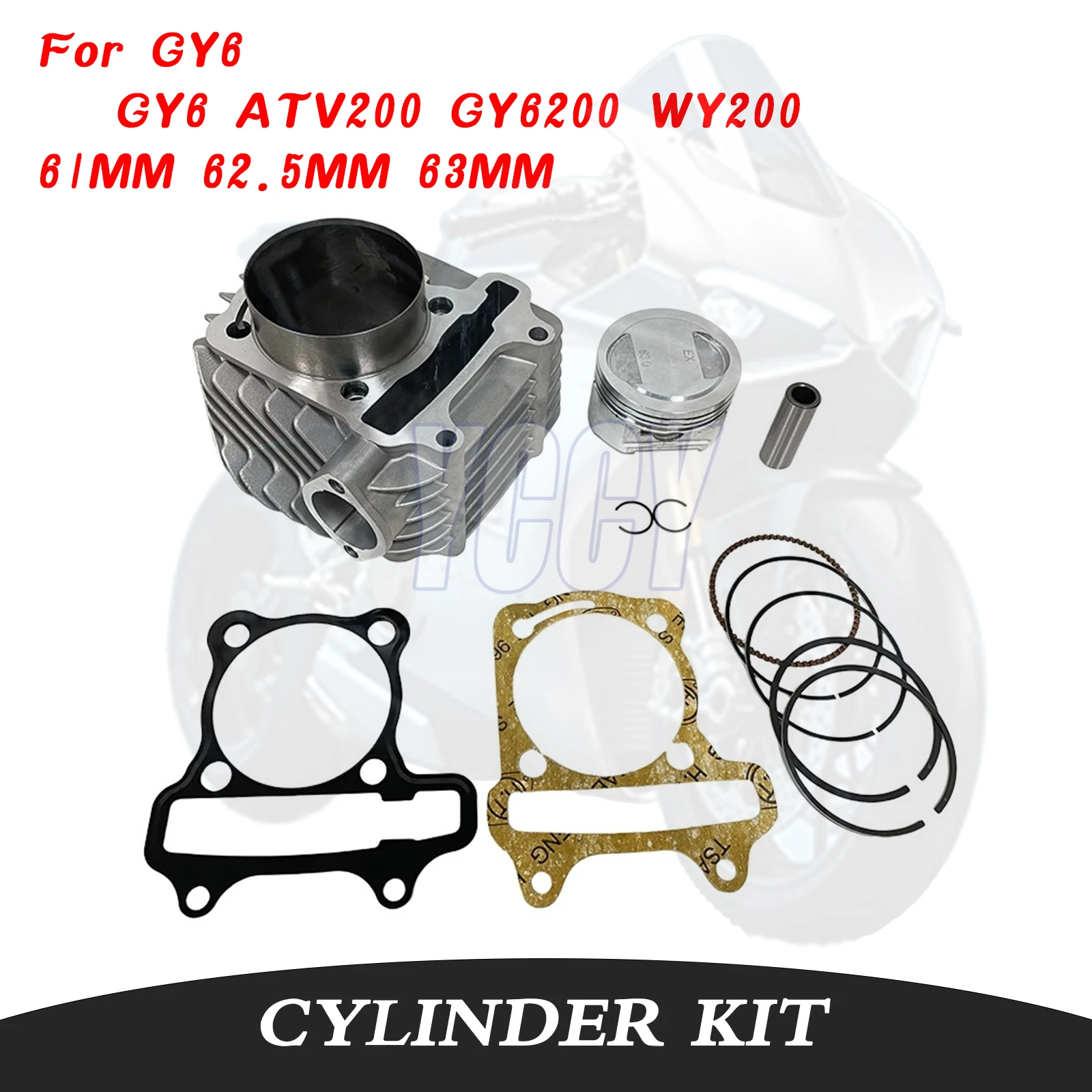 

61MM 62.5MM 63MM 150-250cc Motorcycle Engine Cylinder Kit Piston Rings Gasket For GY6 ATV200 GY6200 WY200 KY6 170cc 180cc 200cc