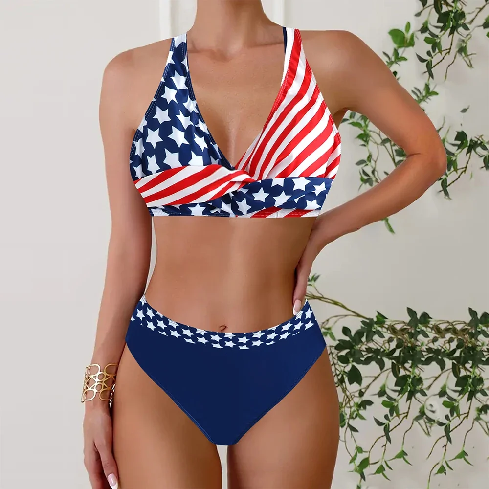 Dwuczęściowy strój kąpielowy bikini damski letni seksowny tankini patchworkowy wielokolorowy seksowny bikini strój kąpielowy na wakacje letnia odzież plażowa