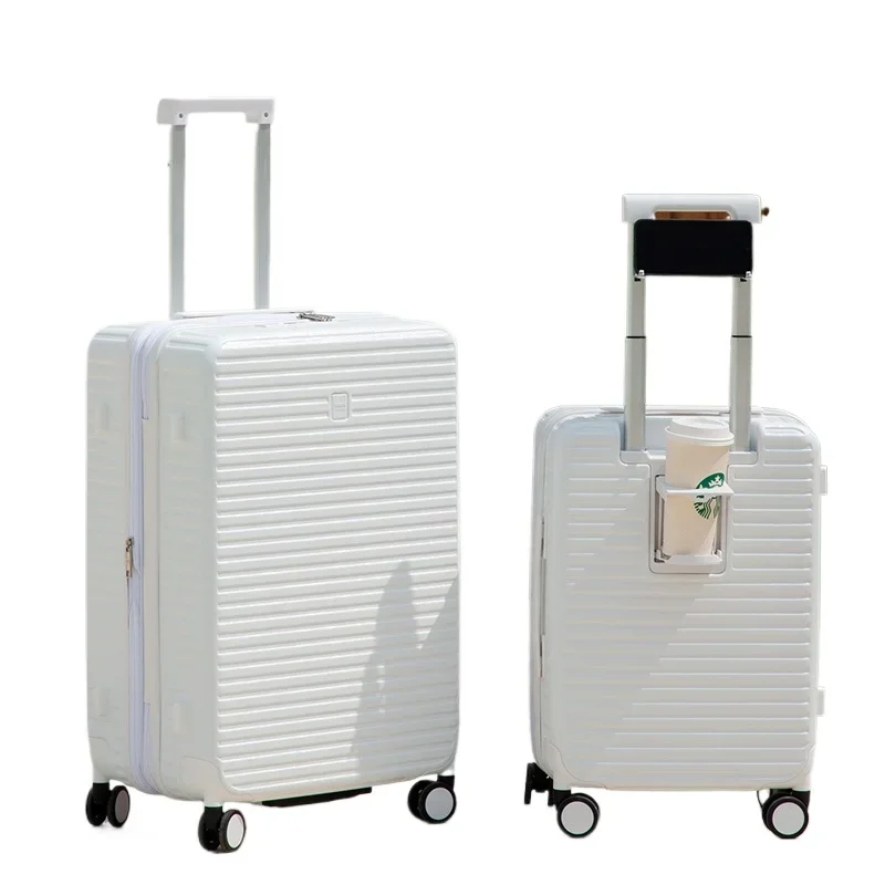 20 24 28-inch rolling luggage multi-function luggage with cup holder, charging computer material, smart luggage