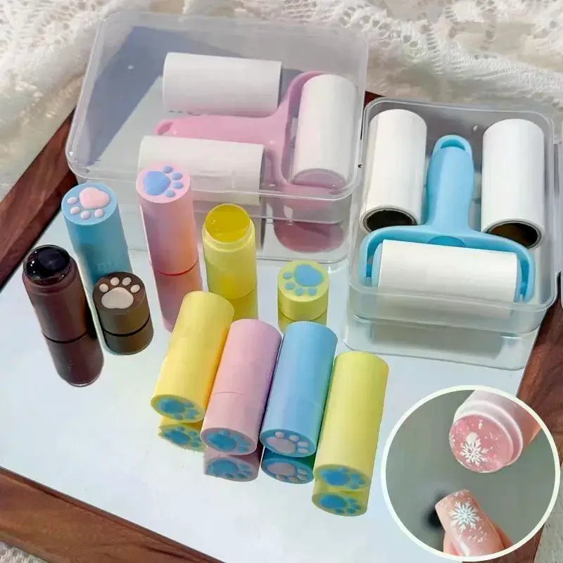 Cute Cat Claw Seal Transfer Printing Tool Nail Stamping Plates Pure Clear Jelly Nails Art Stamper Silicone Manicure Accessor