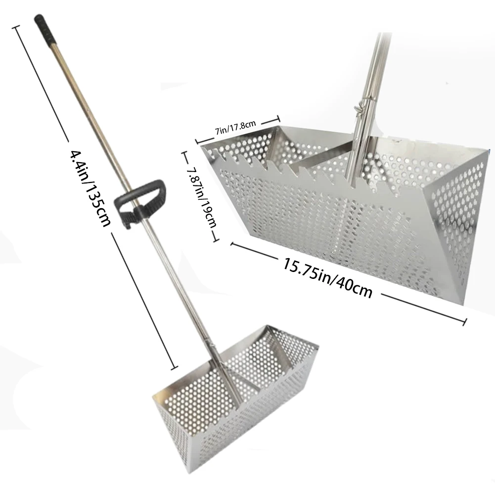 

Stainless Steel Sand Screen Collapsible Beach Shark Tooth Screen Sand Crab Trap Beach Sand Scoop Shovel Shell Sand Sieve