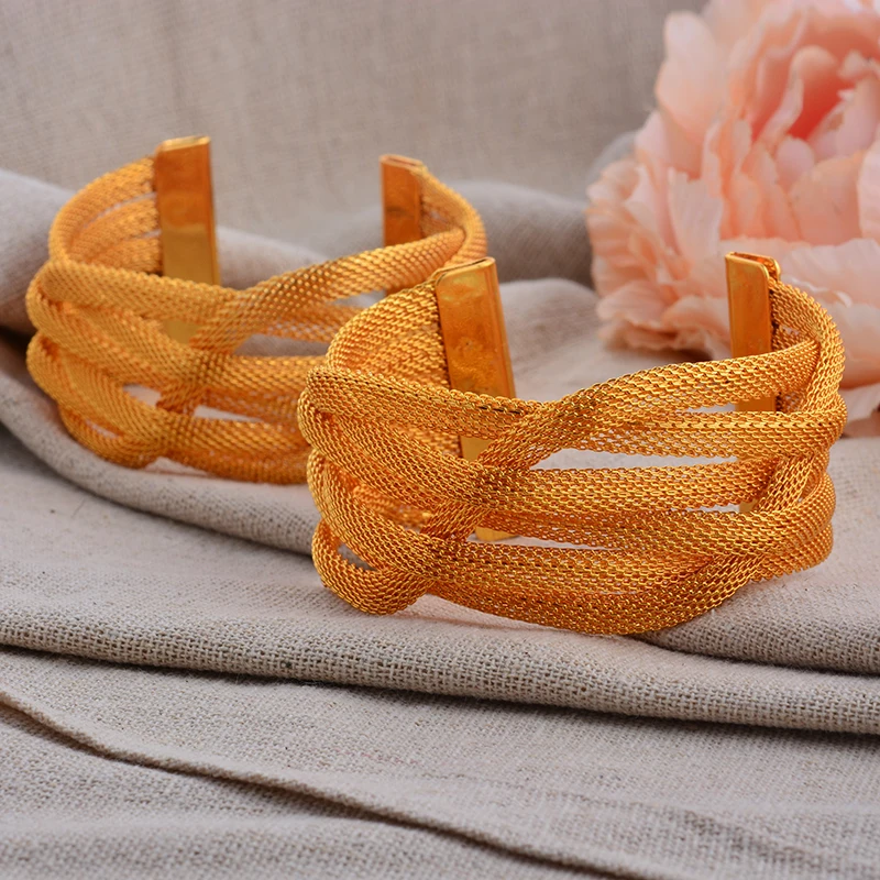 Ethiopian Gold Color Bangles For Women Girls Dubai Bridal Wedding Bracelets Moroccan African Jewelry Gift